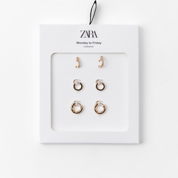 Zara limited edition golden metallic hoops earrings set - Picture 2 of 7